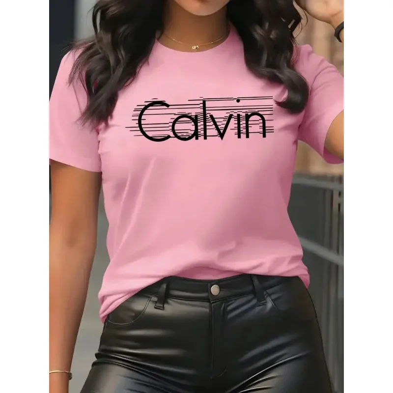 Streetwear Brand Y2K - Calvin-Camiseta de algodón de manga corta